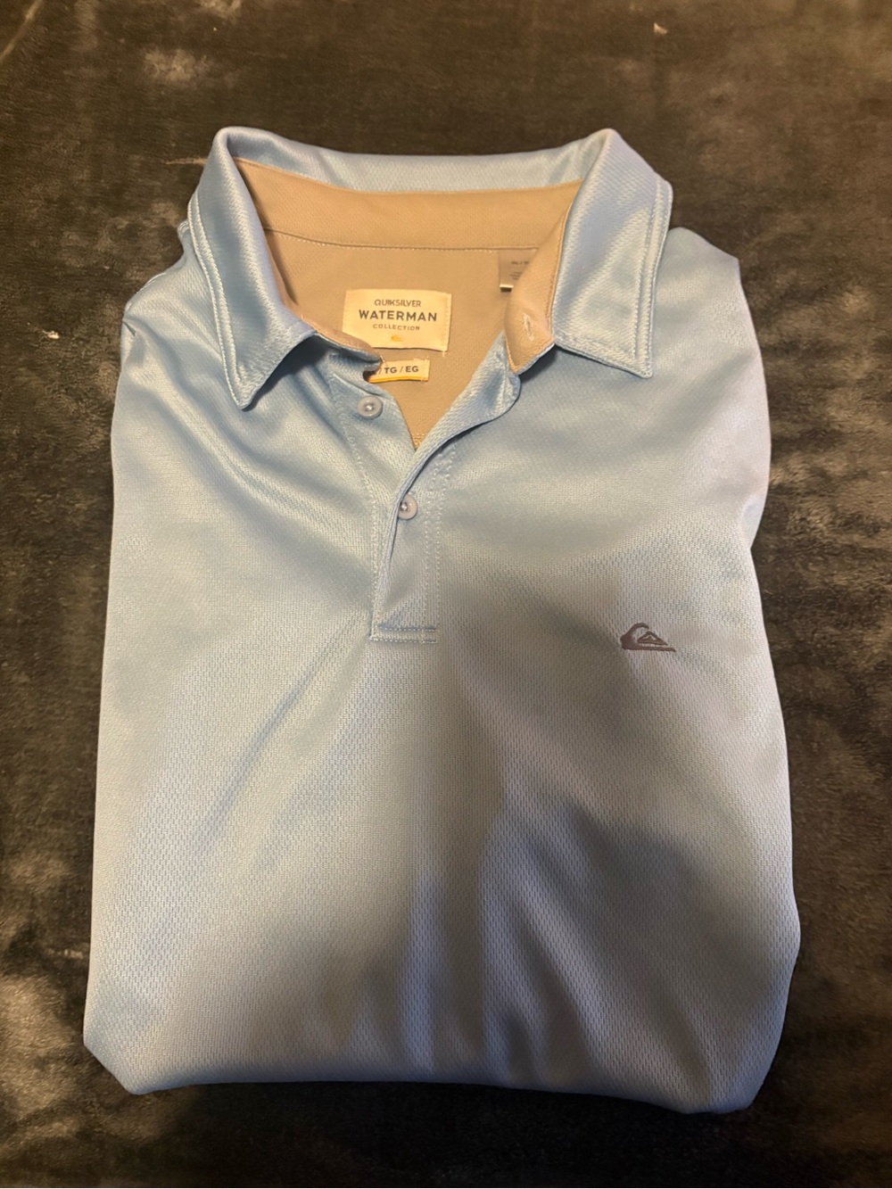 Quiksilver Light Blue Polo with Tan Inner Collar
